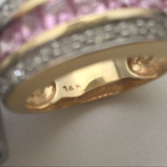 14k PINK SAPPHIRE/DIAMOND RING. - Picture 3 of 7